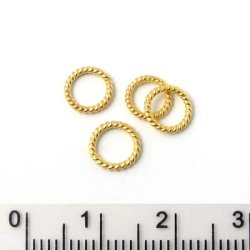 Vergoldete Silberringe, gewunden, geschlossen, 7x1 mm, 4 Stk.
