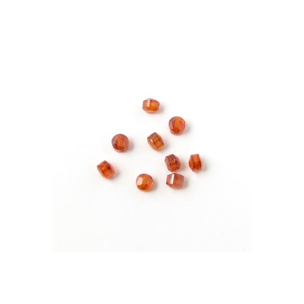 Zirkonia, cirkul&aelig;r, orange/brun, 3 x 2 mm.