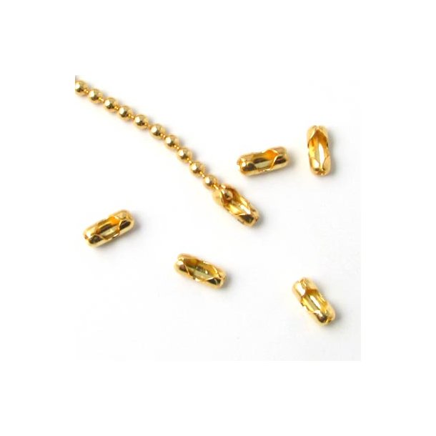 6 pcs Ball chain lock, gold-plated brass, for 1.2-1.5 mm ball chain.