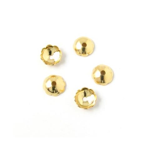 perleskl, forgyldt messing, simpel blomst. diameter 6 mm, 20 stk