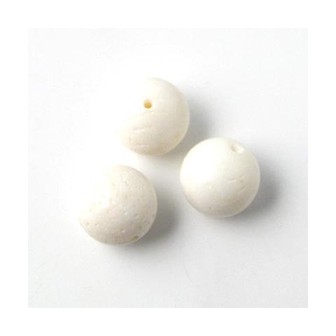 White coral bead, round rustic, 10mm, 6pcs.