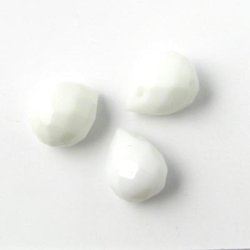 Kristalle, wei, facettierte Tropfen, kurz, 11x8 mm, 2 Stk.