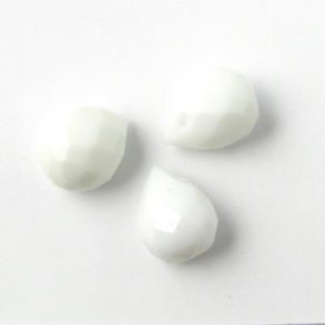 Krystal, hvid, facetdrbe, kort, 11x8 mm, 2 stk.