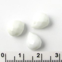 Kristalle, wei, facettierte Tropfen, kurz, 11x8 mm, 2 Stk.