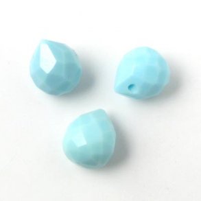 Kristalle, hellblau, facettierte Tropfen, kurz, 11x8 mm, 2 Stk.