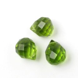 Kristalle, grn, facettierte Tropfen, kurz, 11x8 mm, 2 Stk.