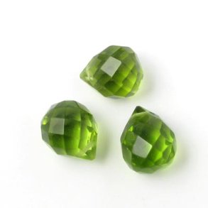 Kristalle, grn, facettierte Tropfen, kurz, 11x8 mm, 2 Stk.