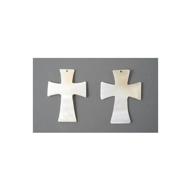 Kreuz aus Perlmutt, naturweiß, 40x30x2 mm, 2 Stk.