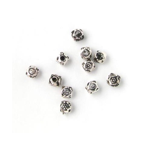 100 Stk., oxidiert, silberfarbene Perlen, kleine Würfel 3x3 mm