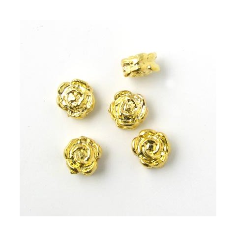 30 Stk., goldfarbene Perlen, Blume, 6x4 mm