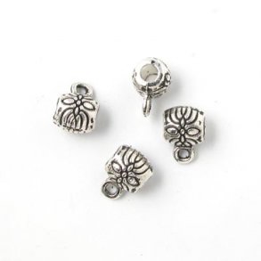 Oxidised silver-coloured bead, tube w. eye, 6mm, 50pcs.