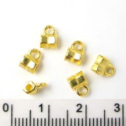 95-100 Stk., goldfarbene Perlen, R&ouml;hrchen, mit &Ouml;se, 4,5 mm