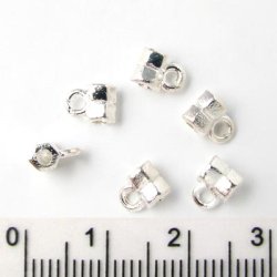 72-75 Stk., silberfarbene Perlen, R&ouml;hrchen, mit &Ouml;se, 4,5 mm