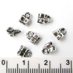 100 Stk., oxidiert, silberfarbene R&ouml;hrchen, mit &Ouml;se, 4,5 mm