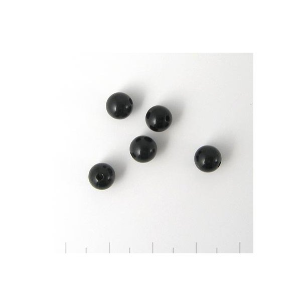Onyx perle, sort, rund, 6 mm, 10 stk.