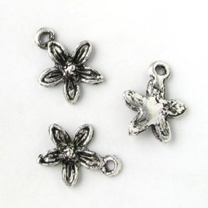 Oxidised silver-coloured bead, flower w. eye, 14x11mm, 50pcs.