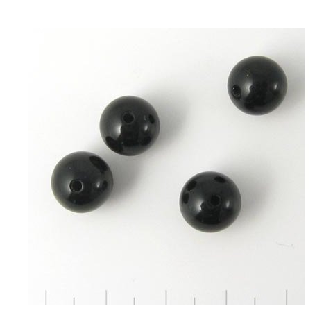 Onyx perle, rund, sort, diameter 8 mm, 6 stk.