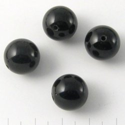 Onyx Perle, rund, schwarz, 12 mm, 6 Stk.