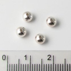 Silberperle, durchbohrt, 6 mm, Lochdurchmesser 1,8 mm, 4 Stk.