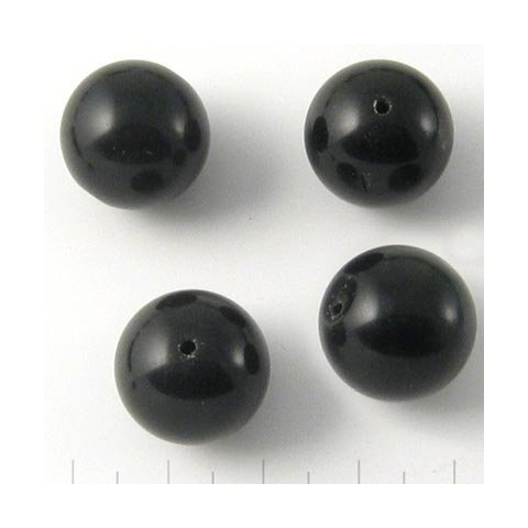 Onyx Perle, schwarz, rund, 14 mm, 6 Stk.