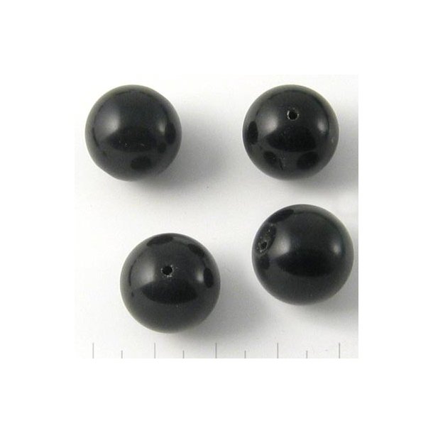 Onyx bead, black, round, 14mm, 6pcs.