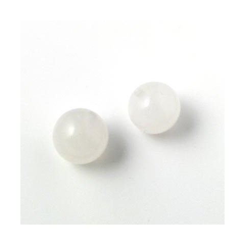 Jade-Perle, uklar, mælket hvid, rund, 10 mm, 6 stk.