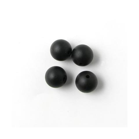 Blackstone, round, black, matte / frosted, 8mm, 6pcs.