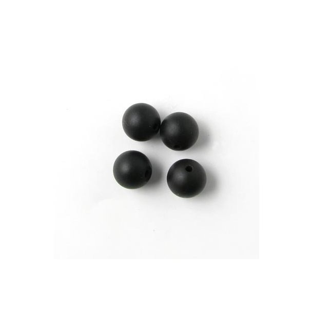 Black-stone, rund, mat, sort, 8 mm, 6 stk.