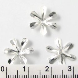 Perlenschalen, versilbertes Messing, spitz, 6-Blatt, 13x3 mm, 10 Stk.