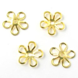 Vergoldetes Messing, gro, fnfblttrige Blumen, 12x2,5 mm, 10 Stk.