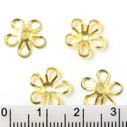 Vergoldetes Messing, gro, fnfblttrige Blumen, 12x2,5 mm, 10 Stk.