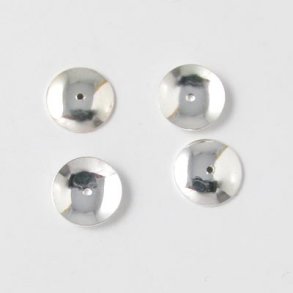 Silver-plated bead cap, simple, flat, 9x1mm.