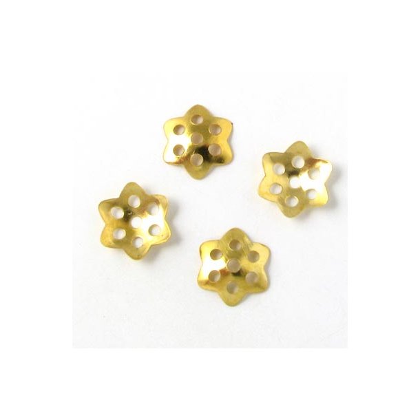 Golden bead cap, large, 7-holes, 9x2mm, 20pcs