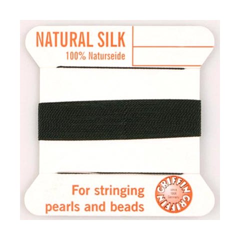 Silkesnor, sort, til perlekæder, tykkelse 0,45 mm, 2 m