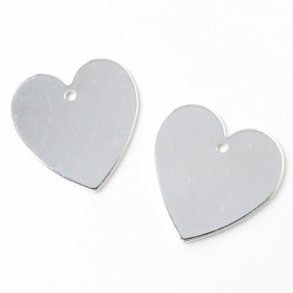 Versilberte Herzen, matte, mit Loch, 16x16 mm, 6 Stk.