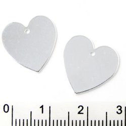 Versilberte Herzen, matte, mit Loch, 16x16 mm, 6 Stk.