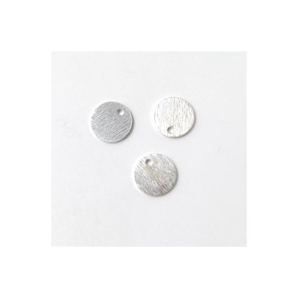 Sølvmønt med hul i kant, børstet, 8 mm, 2 stk.