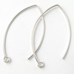 Earwires, large open oval with loop, silver, 42x22mm, 2pcs