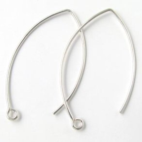 Earwires, large open oval with loop, silver, 42x22mm, 2pcs