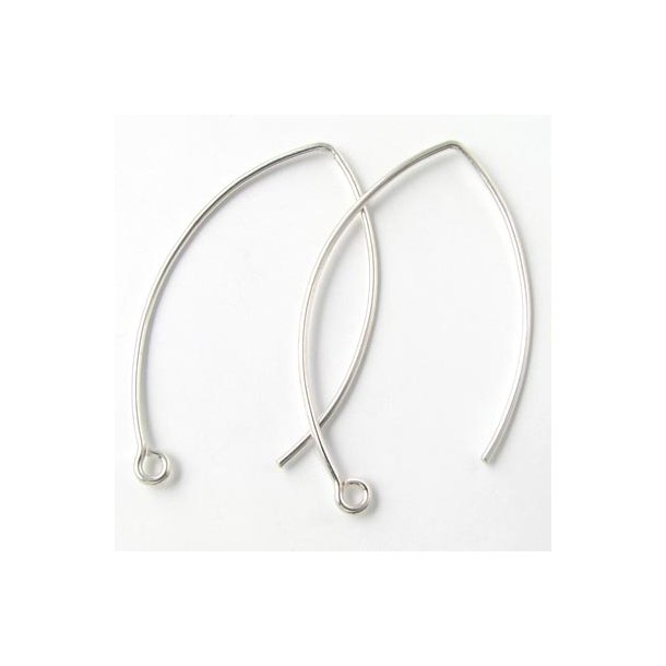 Earwires, large open oval with loop, silver, 42x22mm, 2pcs