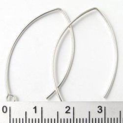 Ohrhaken, gro&szlig;, offen, oval, mit &Ouml;se, Silber, 42x22 mm, 2 Stk