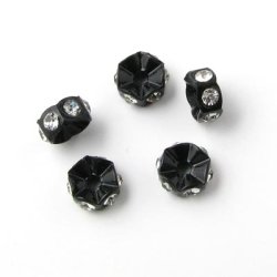 Kristall-Zwischenperle, schwarz, 5x2,5 mm, 6 Stck