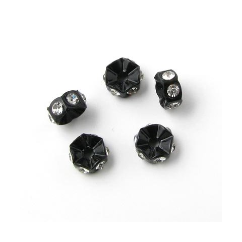 Krystal mellemperle, sort, 5x2,5 mm