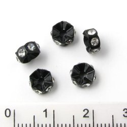 Kristall-Zwischenperle, schwarz, 5x2,5 mm, 6 Stck