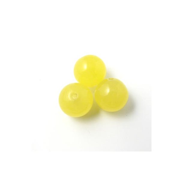 Jadeperle, gul, rund, 6 mm, 10 stk.