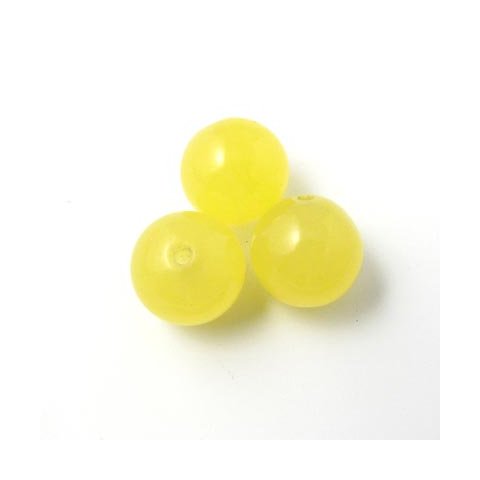 Jadeperle, gul, rund, 4 mm, 20 stk