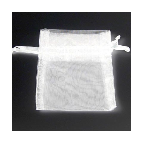 Smykkepose, hvid, organza 7x9 cm, 20 stk.