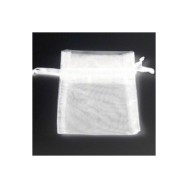 20 stk. Smykkepose, hvid, organza 9x12 cm.