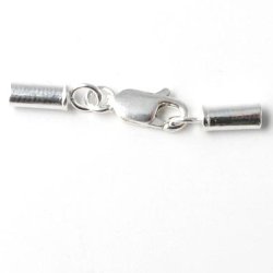 Kettenabschluss, Silber mit flachem Karabiner und 1,5 mm Endkappen, 1 Satz.