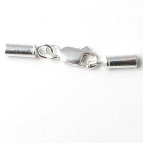 Kettenabschluss mit flachem Karabiner, silber, 2 mm Endverschluss, 1 Satz